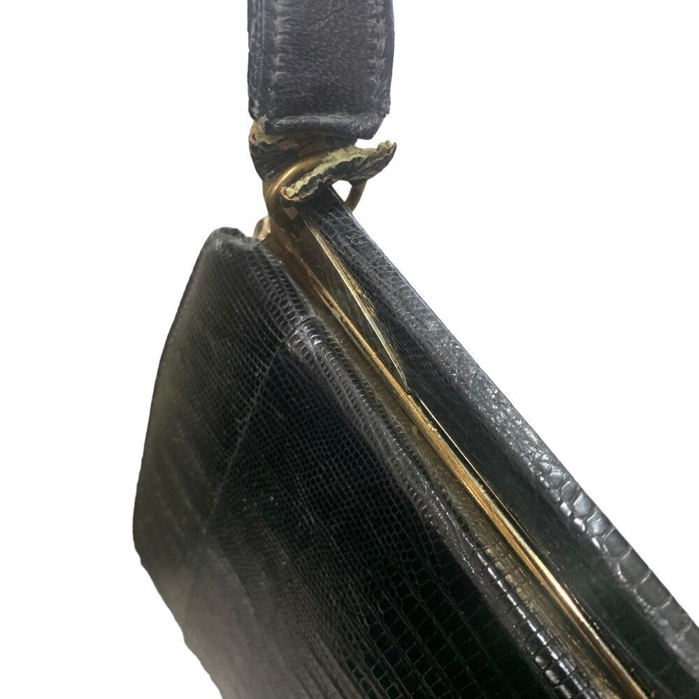 Vintage Bellestone Black Lizard Alligator Cutch Handbag‎ 1950s - Picture 6 of 7